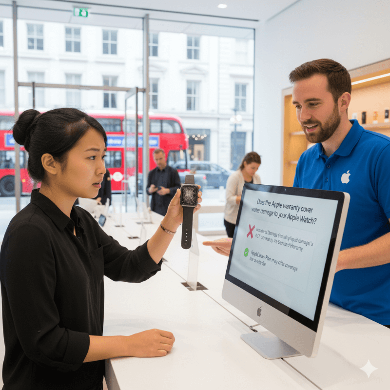 Does the apple warranty cover water damage to your apple watch?